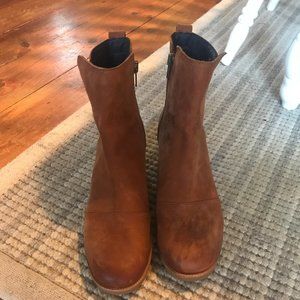 New Sorel Women Block Heel Ankle Booties Cate Bootie Size US 9.5 Brown Leather